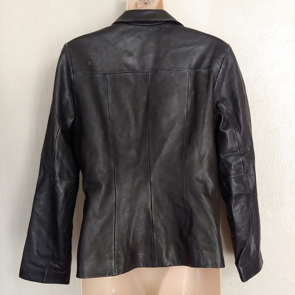 Wilsons Leather Pelle Studio Black Button Front Leather Jacket Size Women's Smal - Picture 3 of 16